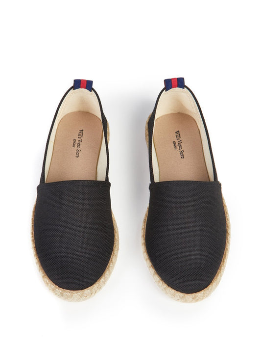 Recycled Espadrille Loafers in Black Canvas
