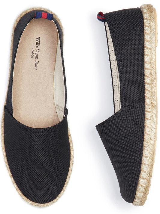 Recycled Espadrille Loafers in Black Canvas