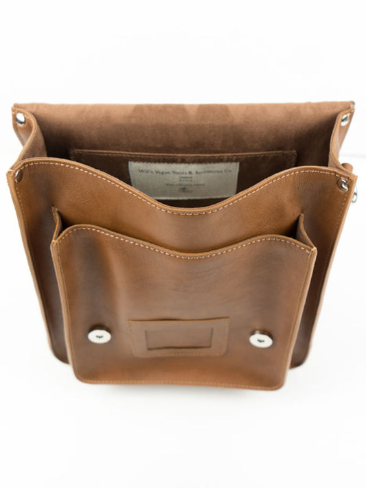 Small Backpack Satchel in Tan, back view