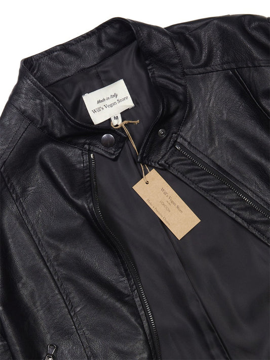 Racer Jacket in Black Vegan Leather