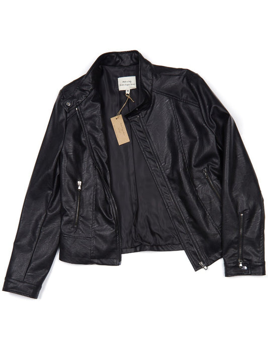 Racer Jacket in Black Vegan Leather