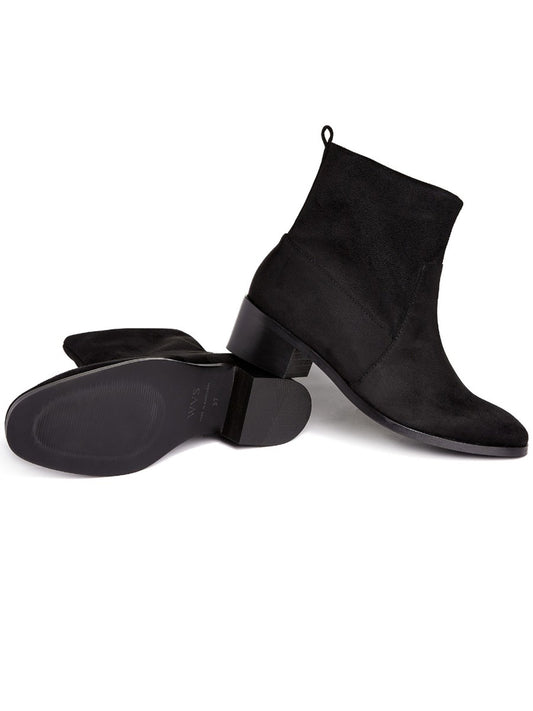 Slip-On Booties in Black Vegan Suede
