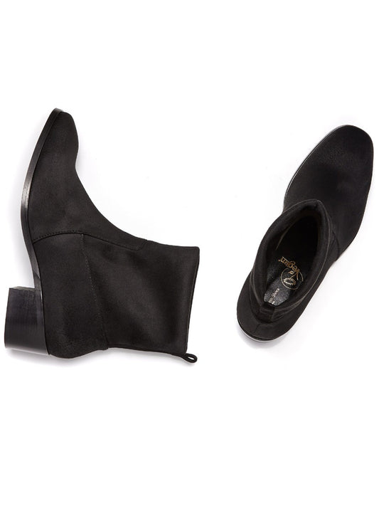 Slip-On Booties in Black Vegan Suede
