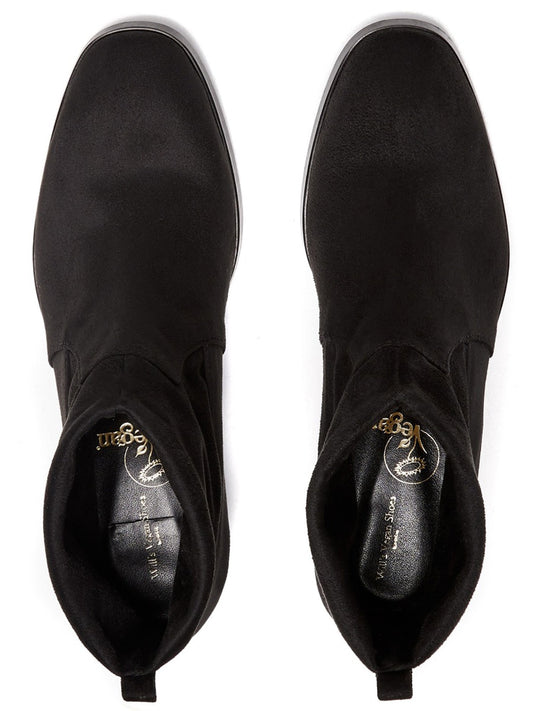 Slip-On Booties in Black Vegan Suede