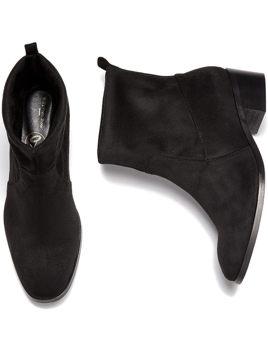 Slip-On Booties in Black Vegan Suede