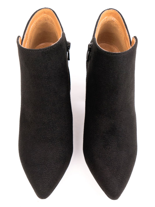 Point Toe Boots in Black Vegan Suede, toe detail