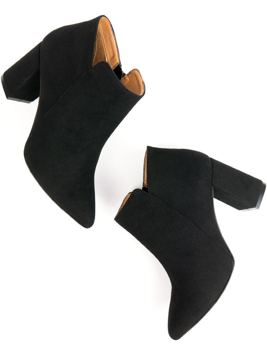 Point Toe Boots in Black Vegan Suede, toe detail