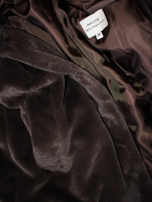 Recycled Vegan Fur Coat in Chocolate