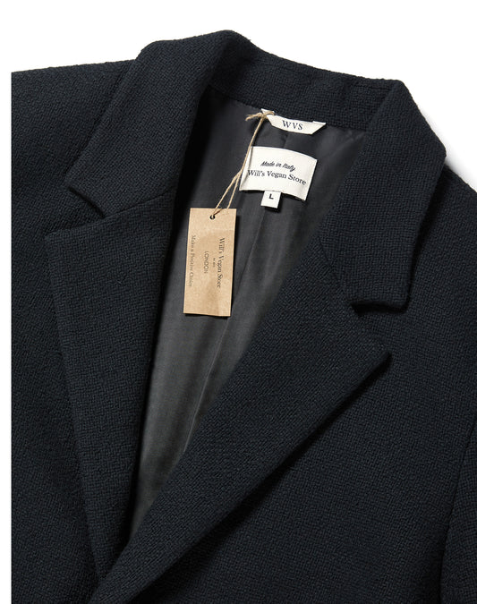 Structured Vegan Wool Coat in Black