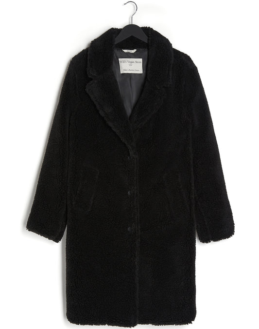 Recycled Teddy Coat in Tan Recycled Teddy