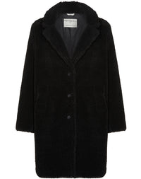 Recycled Teddy Coat in Black Recycled Teddy