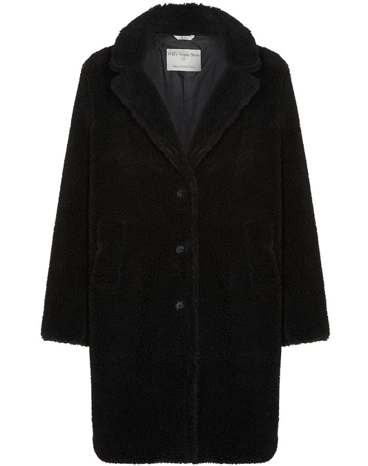 Recycled Teddy Coat in Tan Recycled Teddy