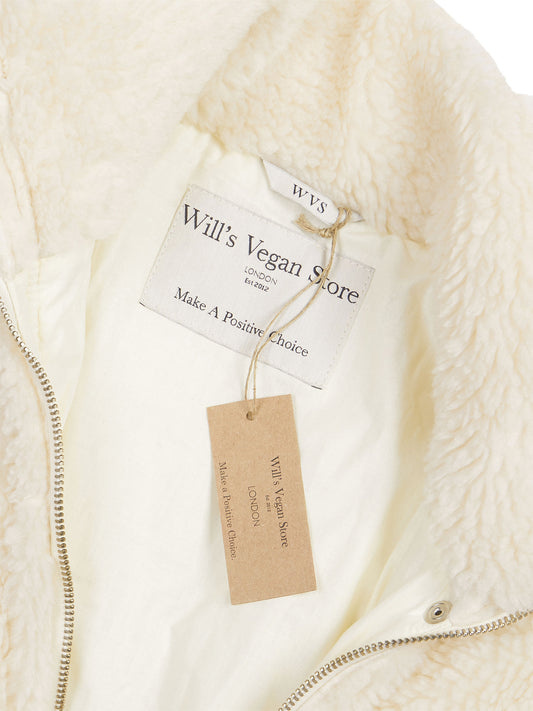 Recycled Teddy Puffer Jacket in Cream
