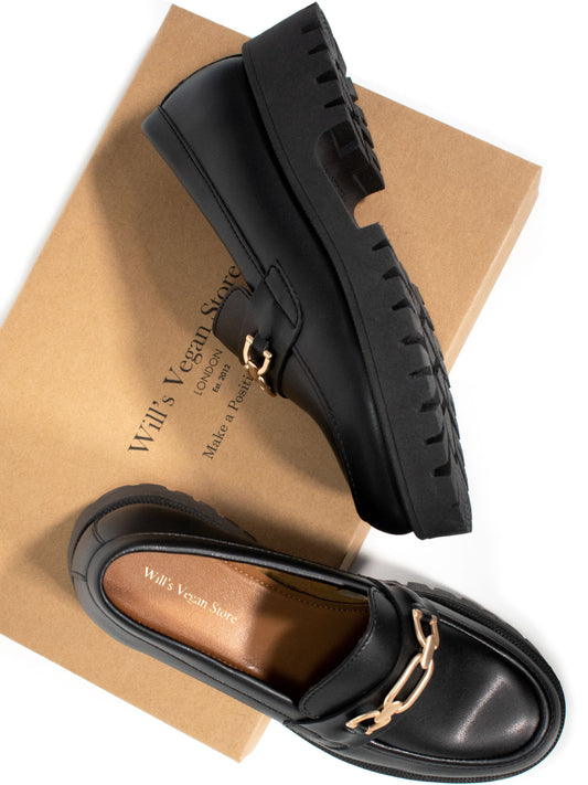 Track Sole Loafers in Black