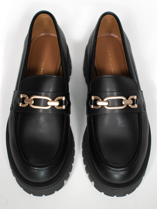 Track Sole Loafers in Black