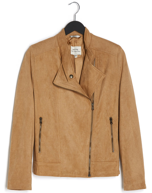 Vegan Suede Jacket in Tan