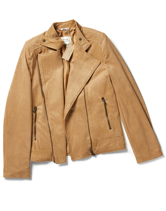 Vegan Suede Jacket in Tan