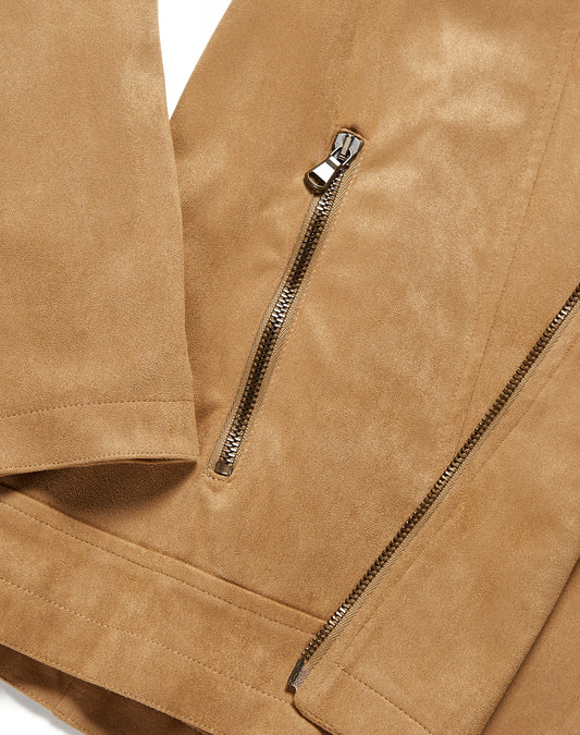 Vegan Suede Jacket in Tan