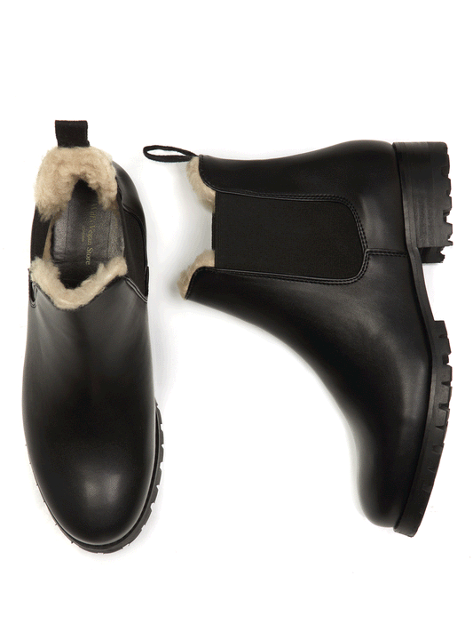 Luxe Insulated Deep Tread Chelsea Boots in Black