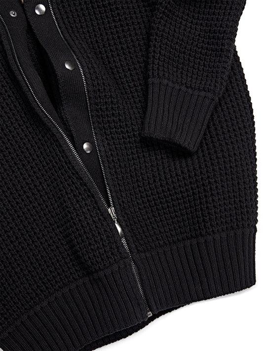 Recycled Waffle Cardigan in Grey Knit