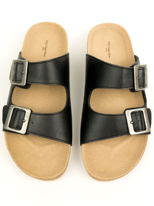 Two Strap Footbed Sandals in Chestnut