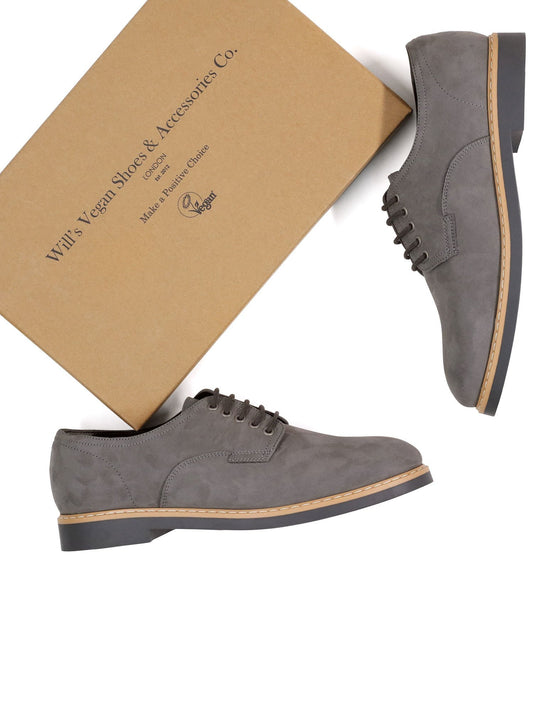 Signature Derbys in Grey Vegan Suede