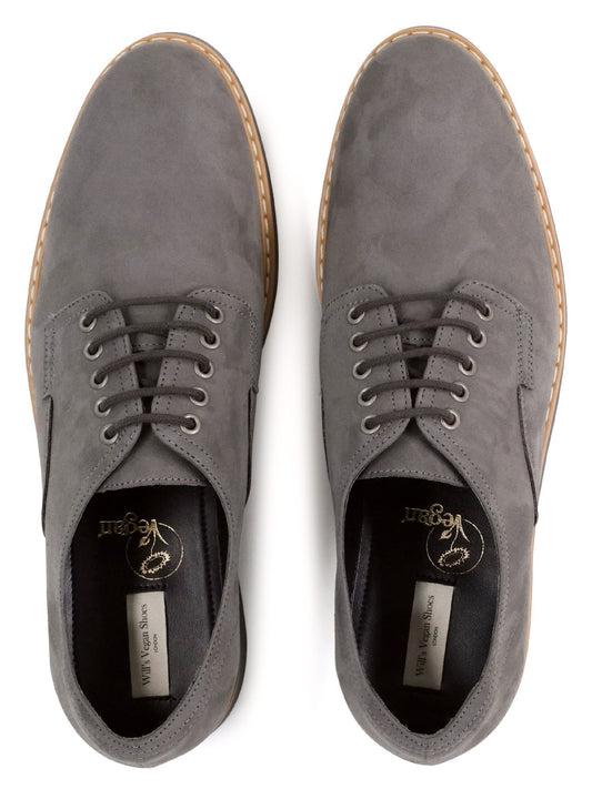 Signature Derbys in Grey Vegan Suede