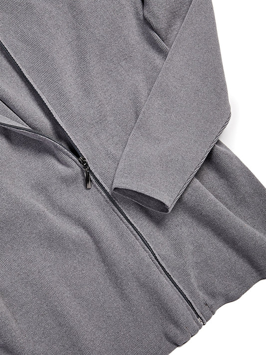 Recycled Zip Up Knit Hoodie in Black Knit