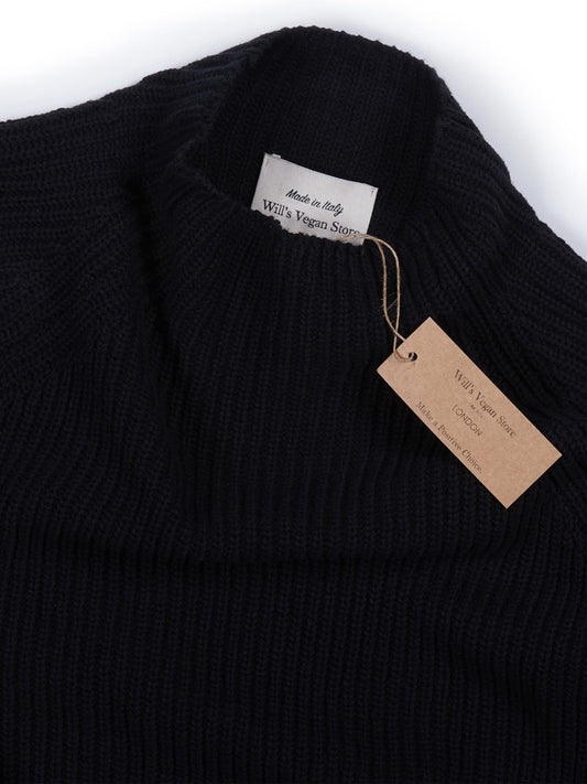 Recycled Slouch Turtleneck in Black Knit