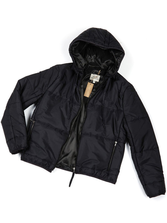 Recycled Hooded Puffer in Black