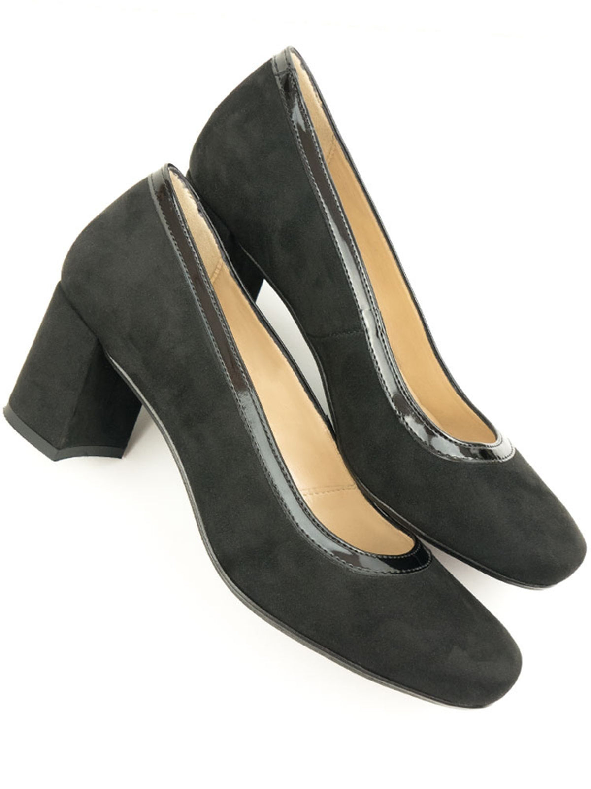 Block Heels in Black Vegan Suede