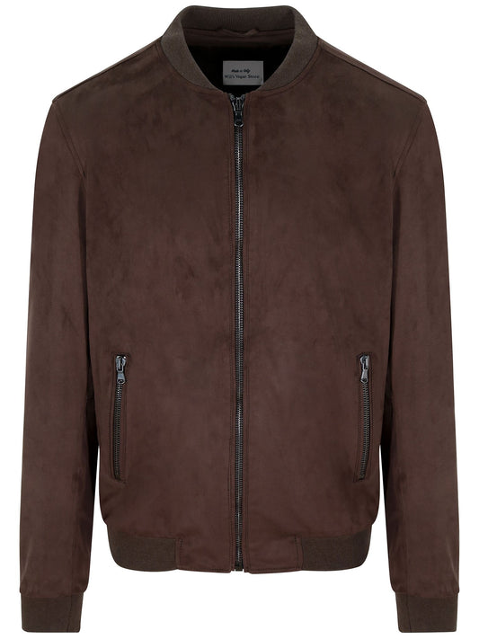 Bomber Jacket in Black Vegan Suede