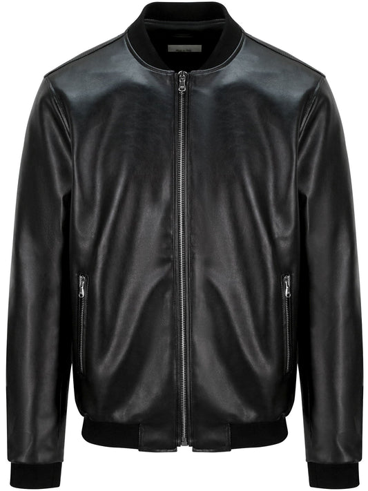 Bomber Jacket in Black Vegan Suede