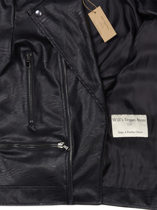 Biker Jacket in Black Vegan Leather