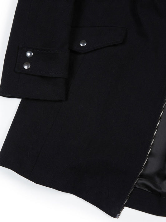 Vegan Wool Hooded Coat in Black