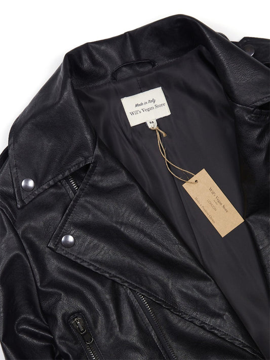 Biker Jacket in Black Vegan Leather