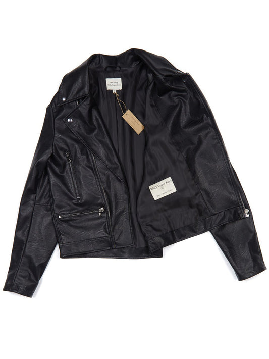Biker Jacket in Black Vegan Leather