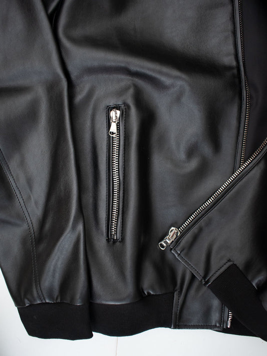 Bomber Jacket in Black Vegan Suede