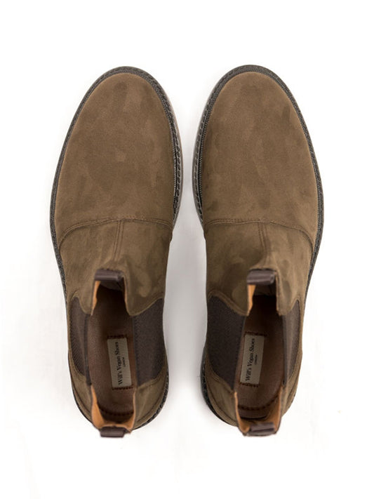 Continental Chelsea Boots in Black Vegan Suede