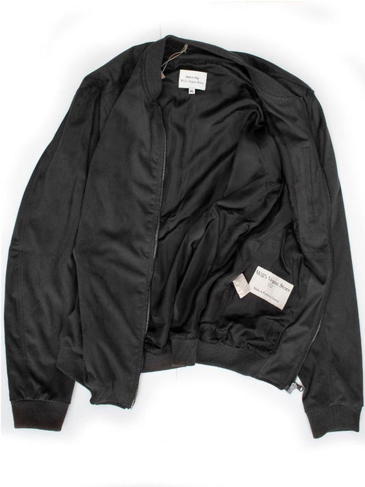 Bomber Jacket in Black Vegan Suede