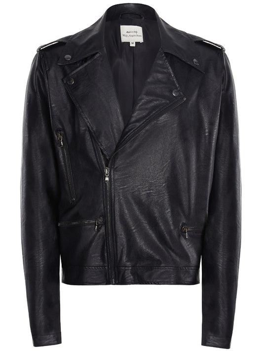 Biker Jacket in Black Vegan Leather