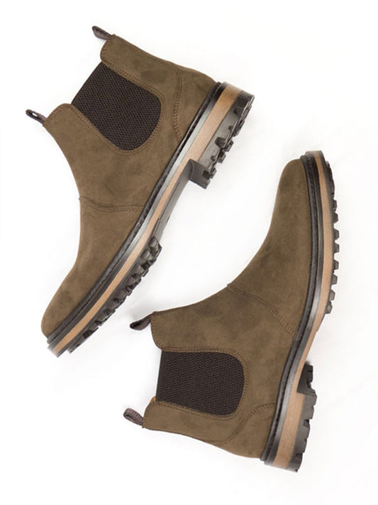 Continental Chelsea Boots in Black Vegan Suede