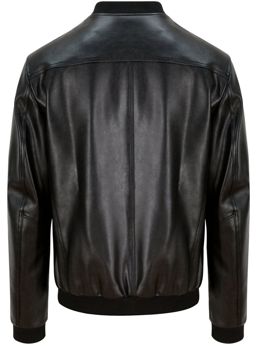 Bomber Jacket in Black Vegan Suede