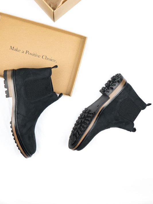 Continental Chelsea Boots in Black Vegan Suede