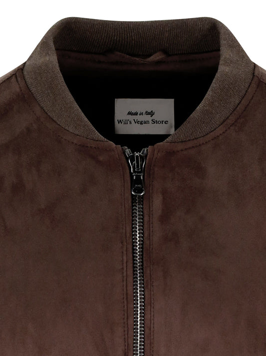 Bomber Jacket in Black Vegan Suede