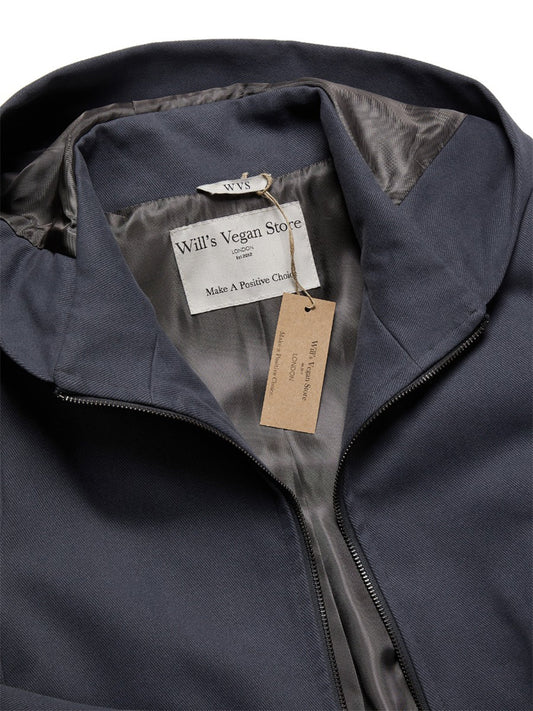 Vegan Wool Hooded Coat in Black