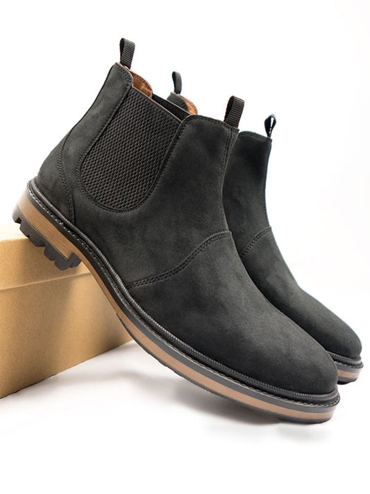 Continental Chelsea Boots in Black Vegan Suede