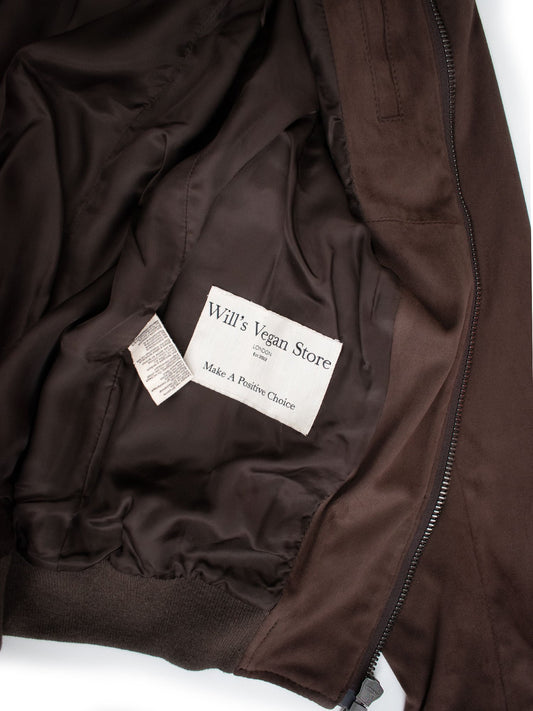 Bomber Jacket in Black Vegan Suede