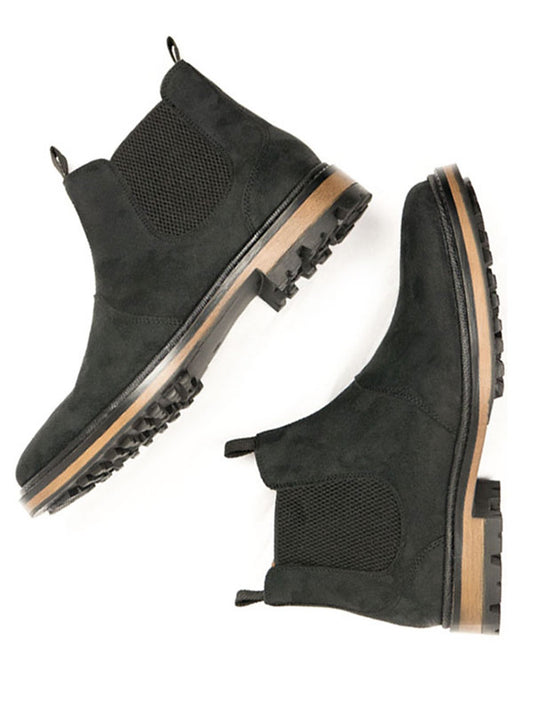 Continental Chelsea Boots in Black Vegan Suede