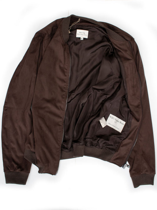 Bomber Jacket in Black Vegan Suede